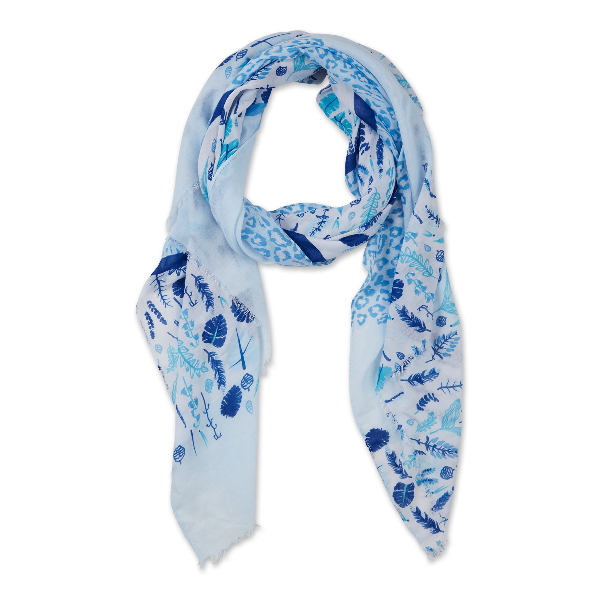 FLORAL LEOPARD SCARF - BLUE