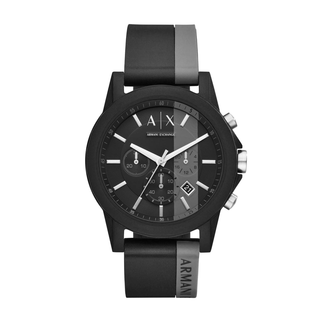A|X ARMANI EXCHANGE Men's Chronograph Black & Gray Silicone Strap Watch (Model: A|X1331)