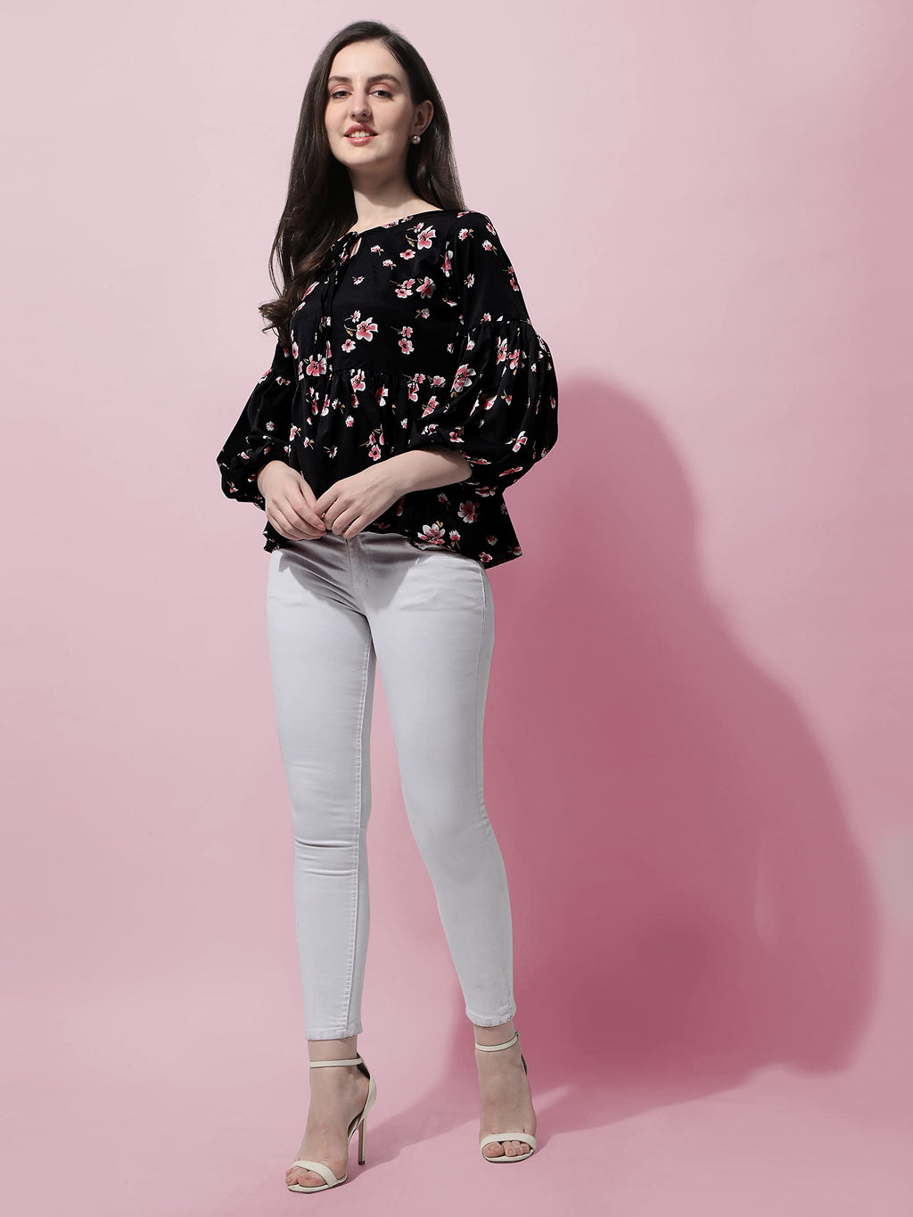 OOMPH! Peplum Tops for Women, Black - mt397
