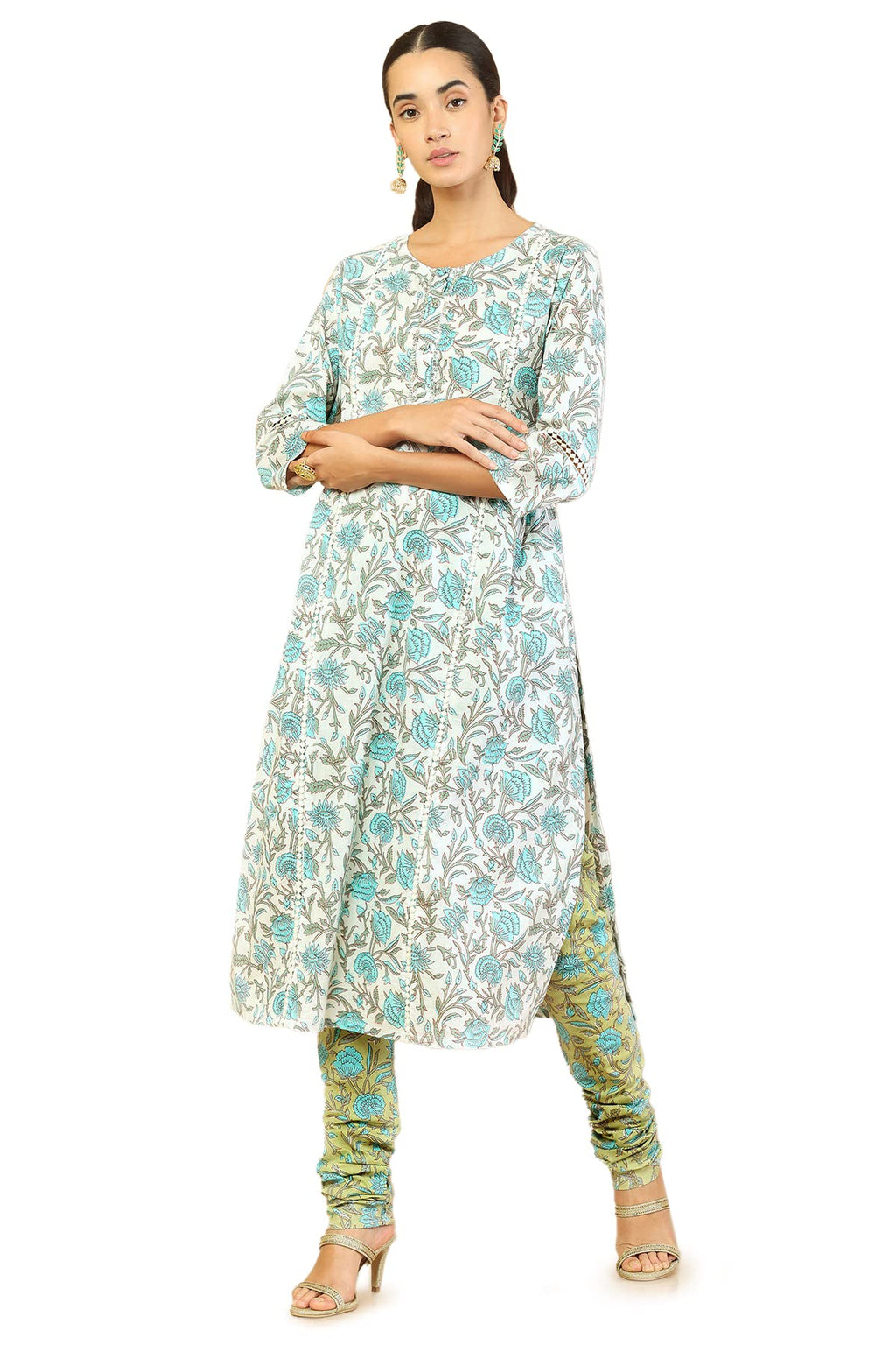 Soch Off White Cotton Regular Fit Kurtis For Women