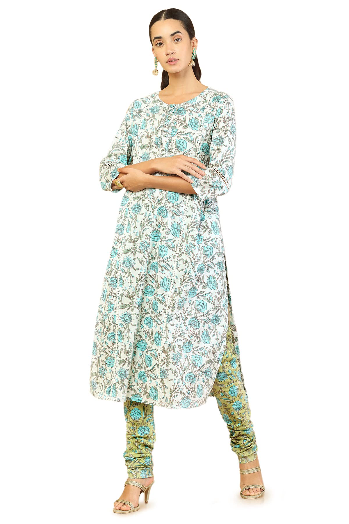 Soch Off White Cotton Regular Fit Kurtis For Women
