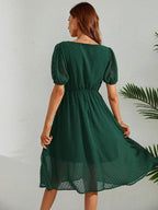 Tagas Knee Length Women'S Georgette A-Line Standard Dress (Op-3210-1-Green-L_Green)