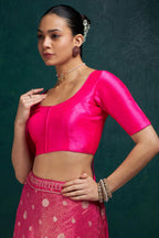 Soch Womens Fuchsia Solid Art Silk Padded Blouse