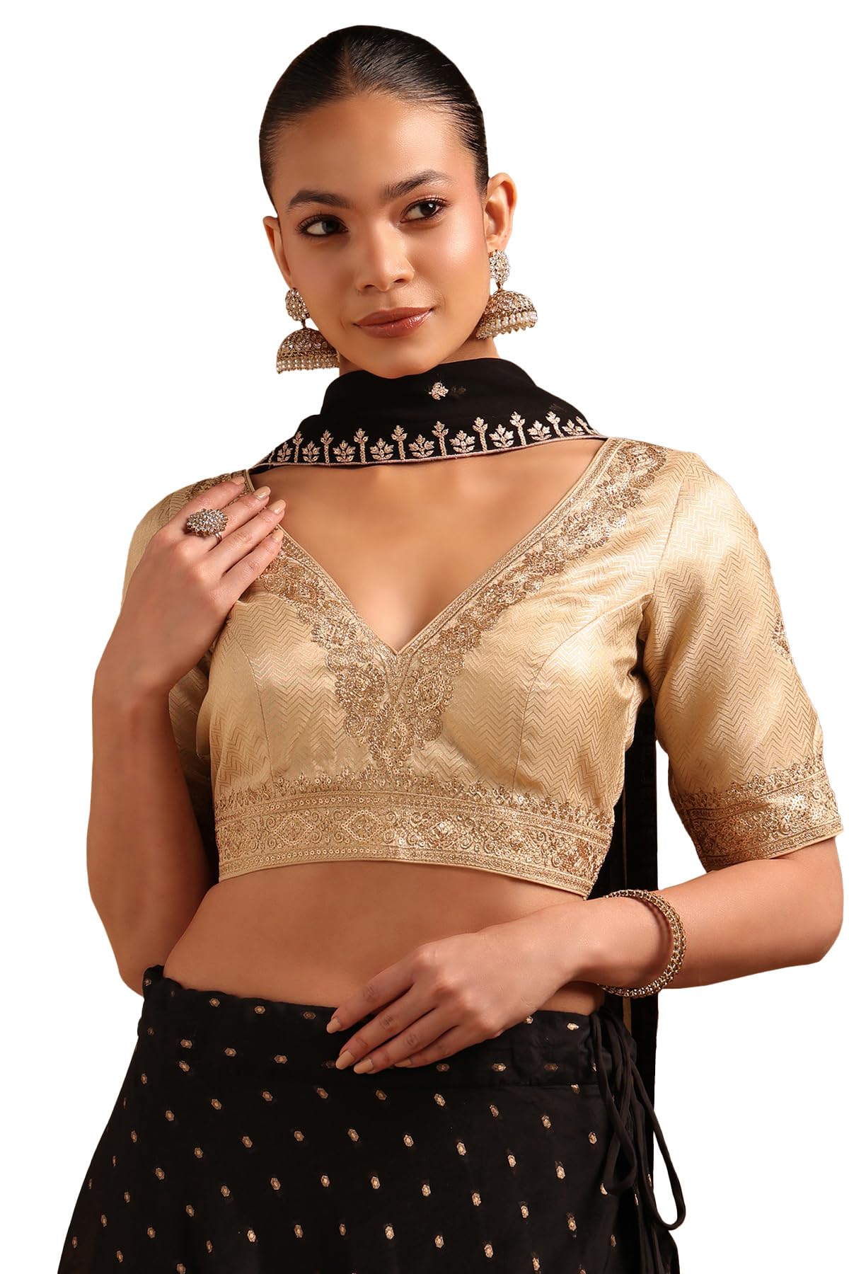 Soch Women Tussar Chevrons Blouse with Sequined