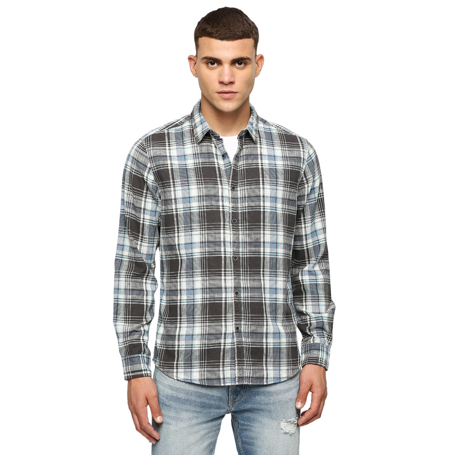 Pepe Jeans MenS Checkered Regular Fit Shirt (Pm308349_Off White