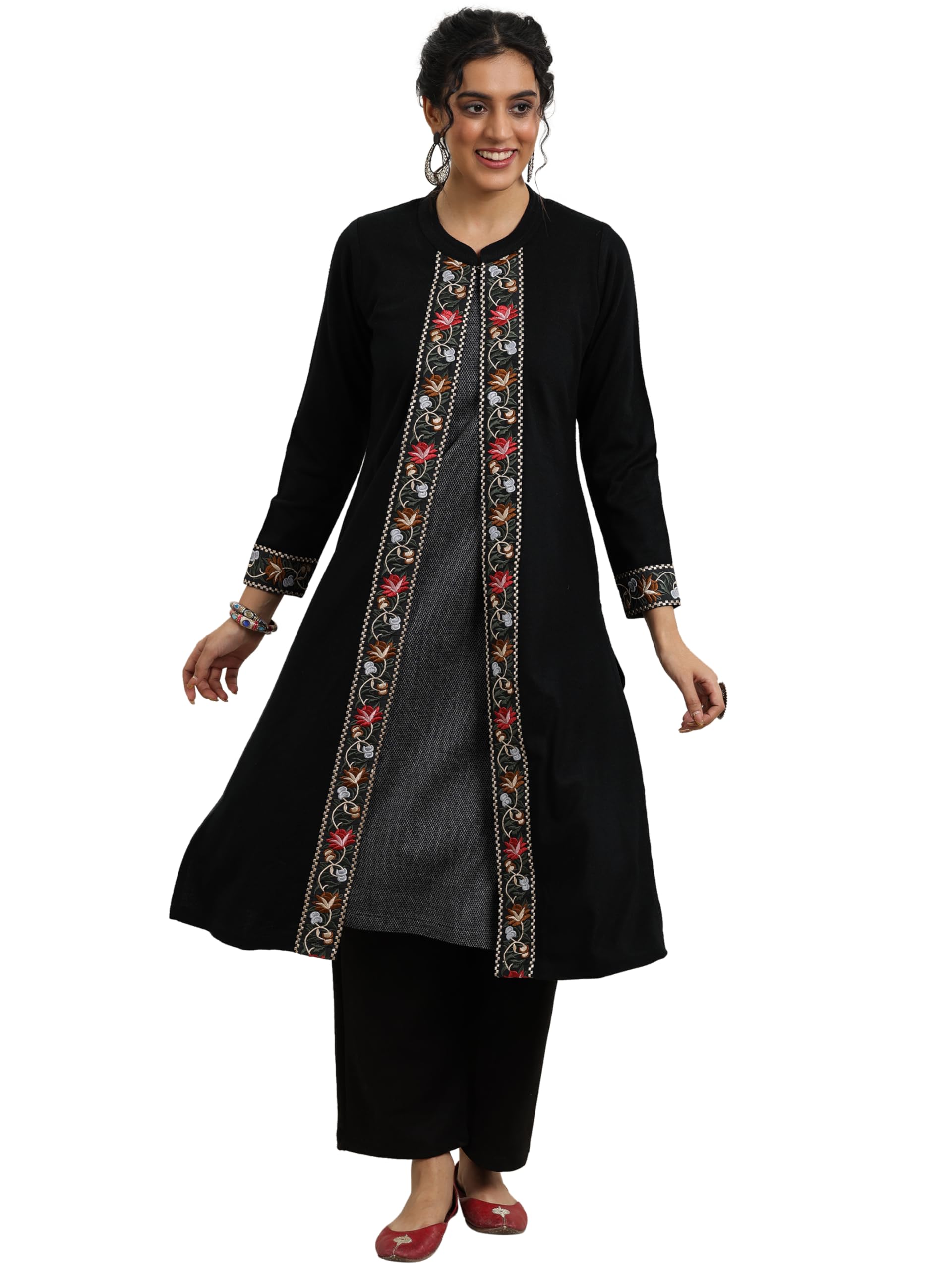Libas Womens Embroidered Wool Straight Kurta For Women