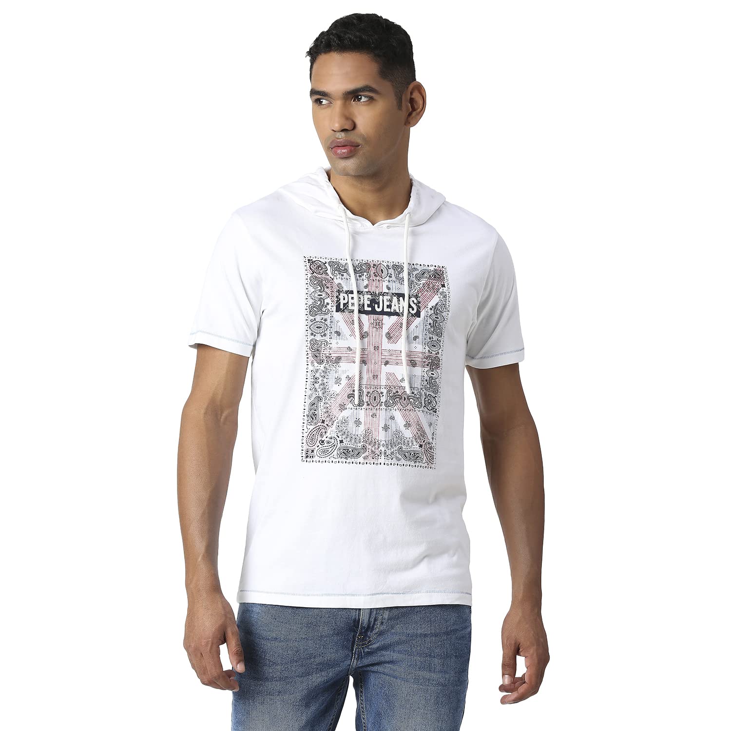 Pepe Jeans MenS Graphic Regular Fit T-Shirt (Pm508995800L_White
