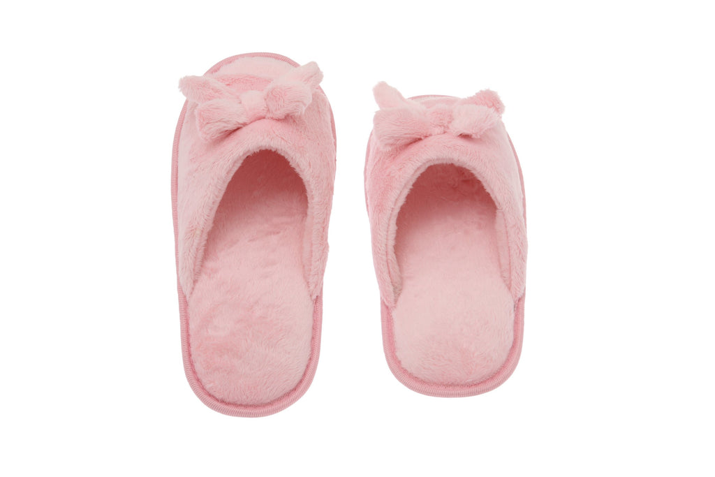 Living Health Products W1-10-pink-5-6 Womens Memory Foam House Slippers - Open Toe coral fleece slipper with butterfly tie  pink