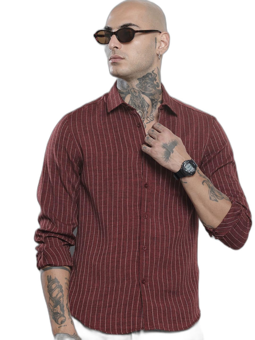 The Indian Garage Co Mens Striped Slim Fit Shirt