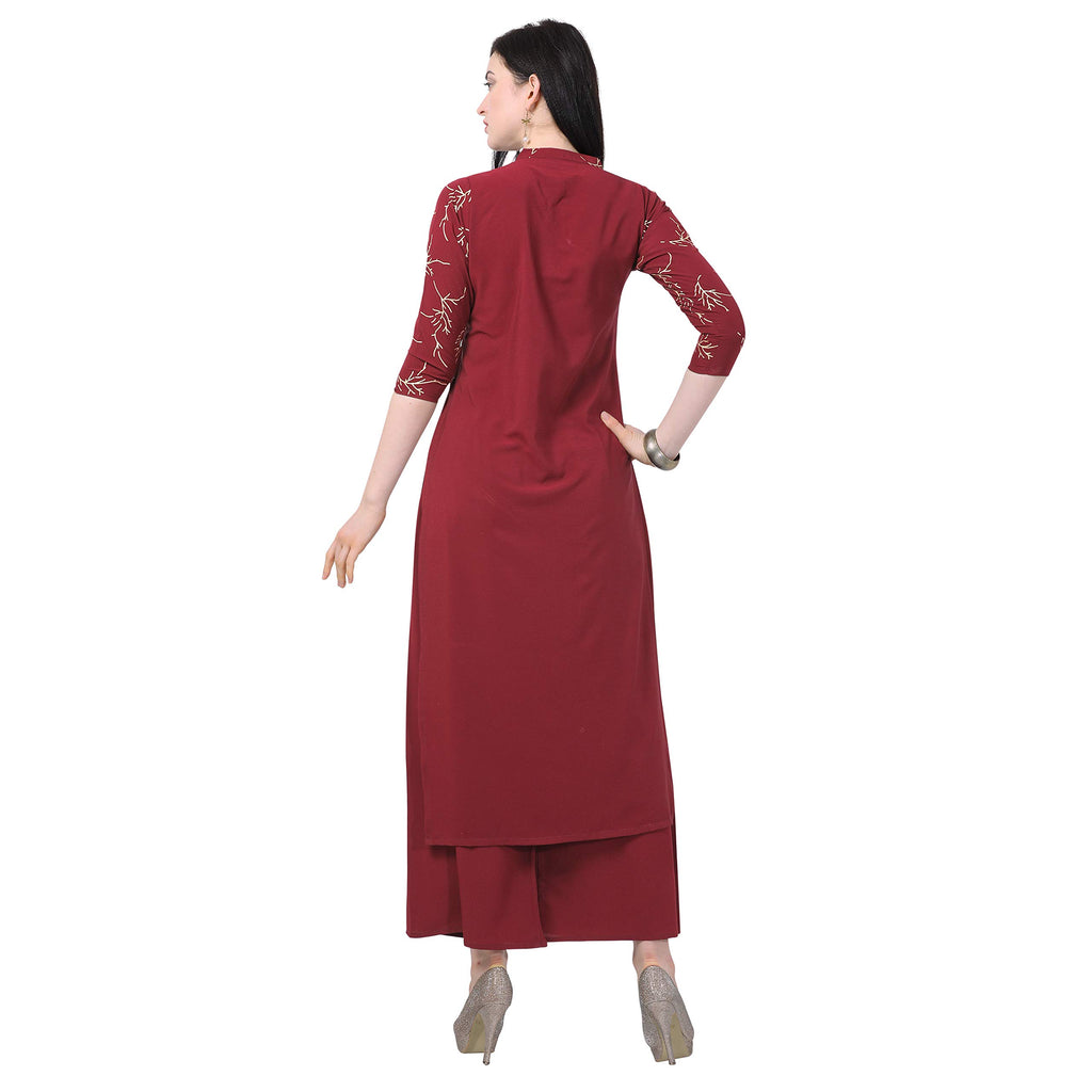 Nainvish Women Crepe Straight Kurti With Palazzo