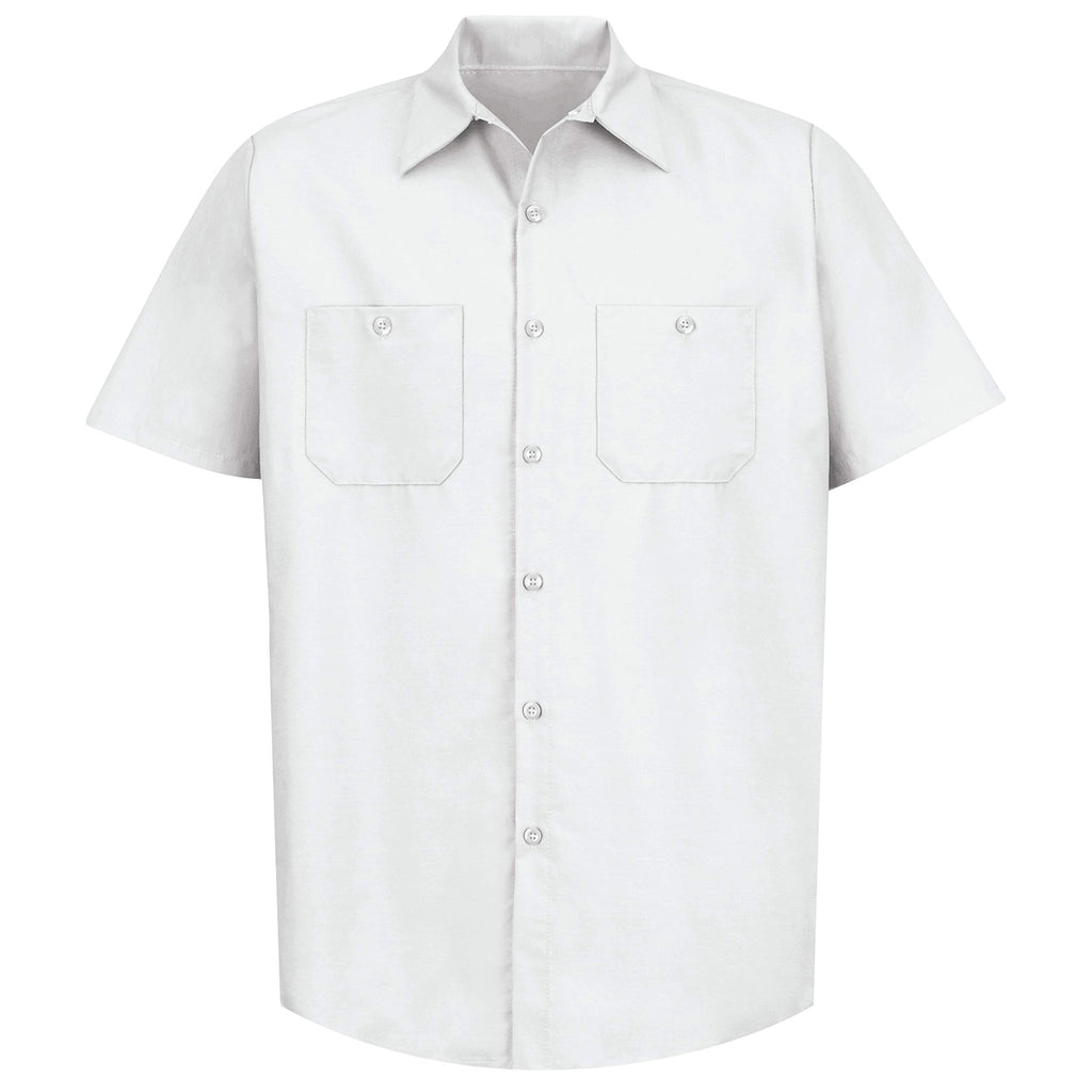 Red Kap Mens Standard Industrial Work Shirt, Regular Fit, Short Sleeve, White, 5X-Large