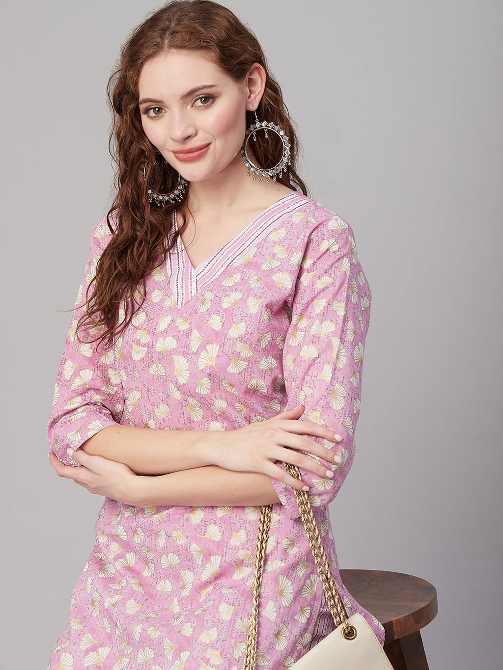 ANNI DESIGNER Ladies Cotton Blend Kurta with Trousers, purple, XL