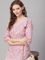 ANNI DESIGNER Ladies Cotton Blend Kurta with Trousers, purple, XL