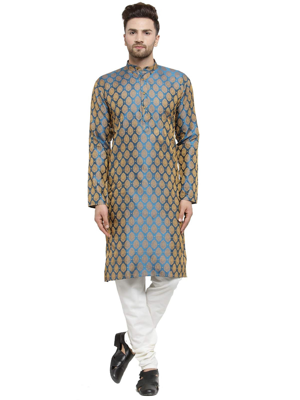 Jompers Mens Jacquard Silk Kurta And Pyjama