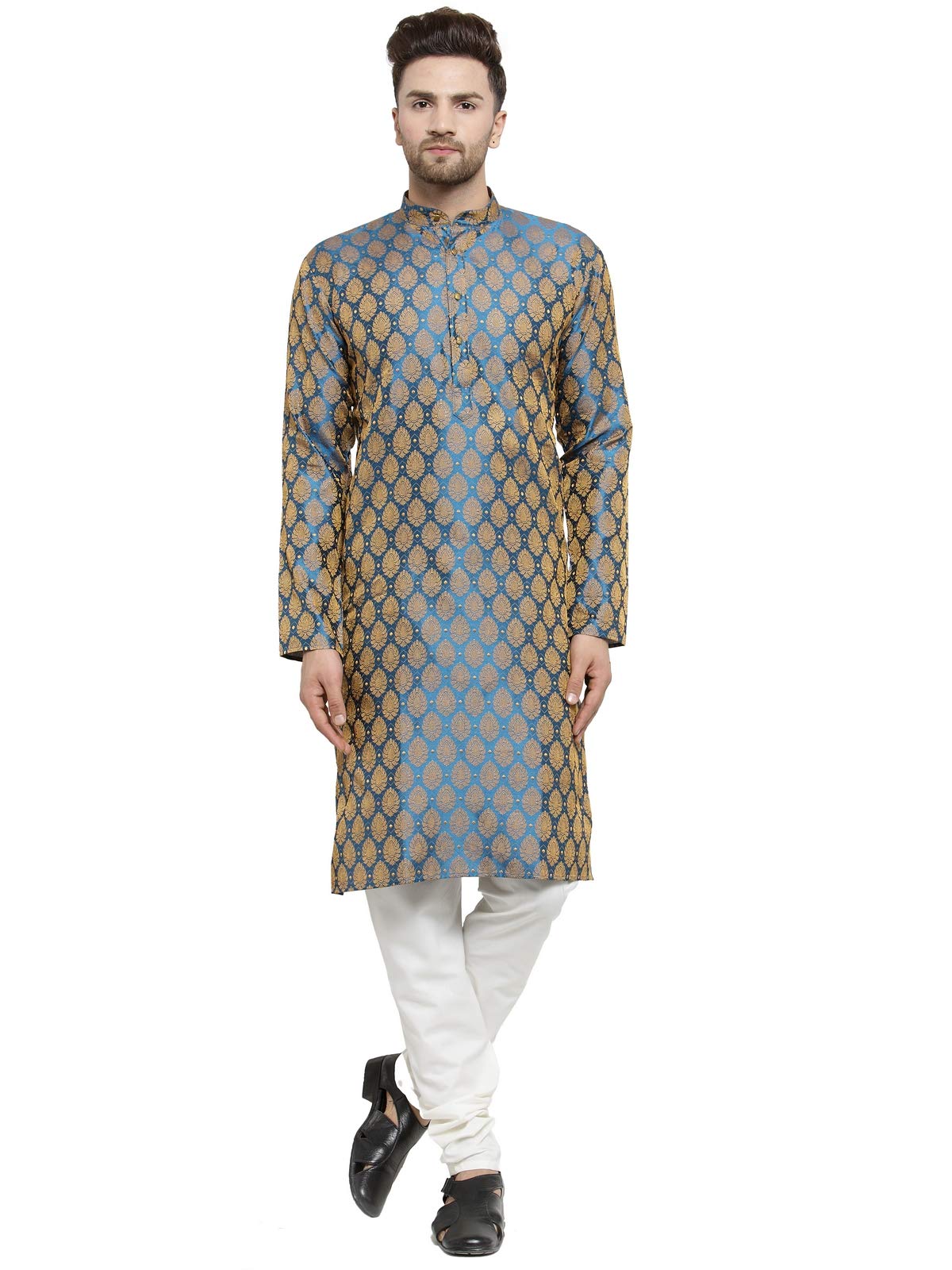 Jompers Mens Jacquard Silk Kurta And Pyjama