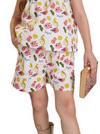 The Souled Store Little Fishy Girls Buttoned White All Over Printed Above The Knee Cotton Shorts