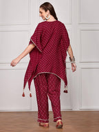 Ishin Women Maroon 2 Pcs Set (Kurta With Bottom)