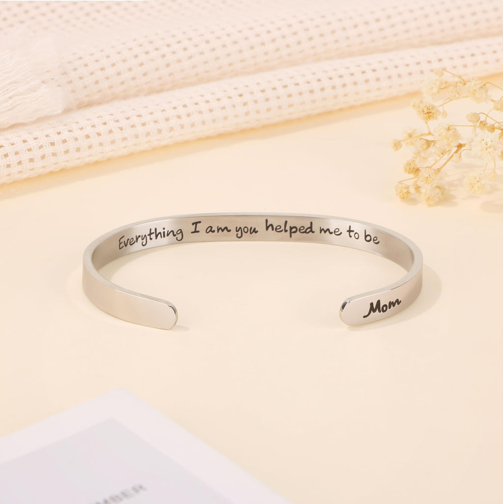 JoycuFF gifts for Mom Mama Mum Mommy Mothers Day Bracelet Mother Daughter Jewelry Everything I am You helped Me to Thanks Mom