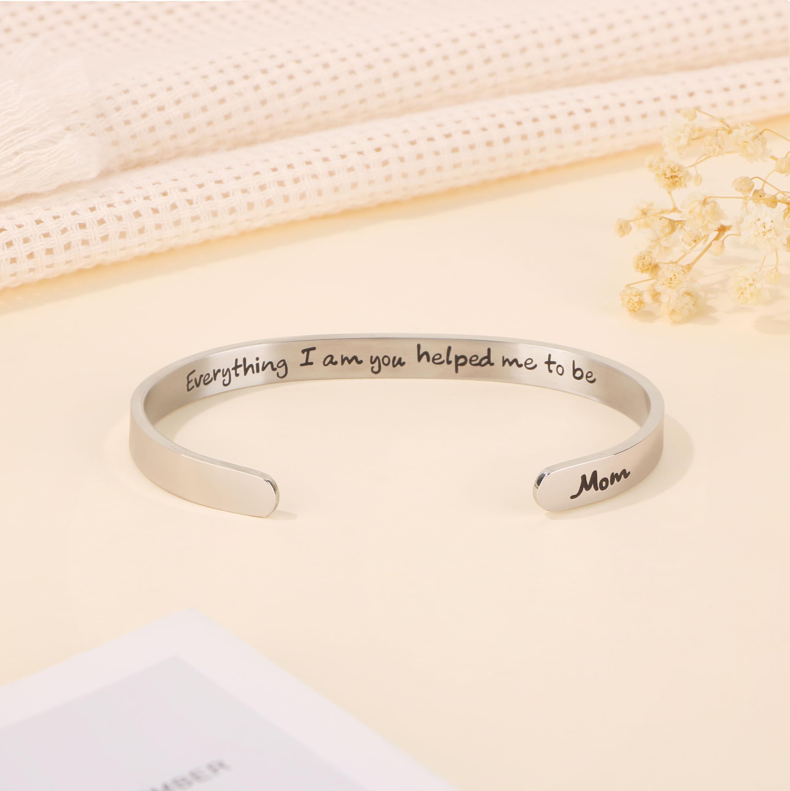 JoycuFF gifts for Mom Mama Mum Mommy Mothers Day Bracelet Mother Daughter Jewelry Everything I am You helped Me to Thanks Mom