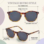 DUCO Retro Round UV400 Polarized Sunglasses for Women Men Vintage Shades Classic Acetate Trendy Fashion Sunglass DC1230