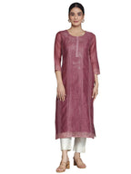 Libas WomenS Chanderi Silk Regular Kurta (37057_Mauve