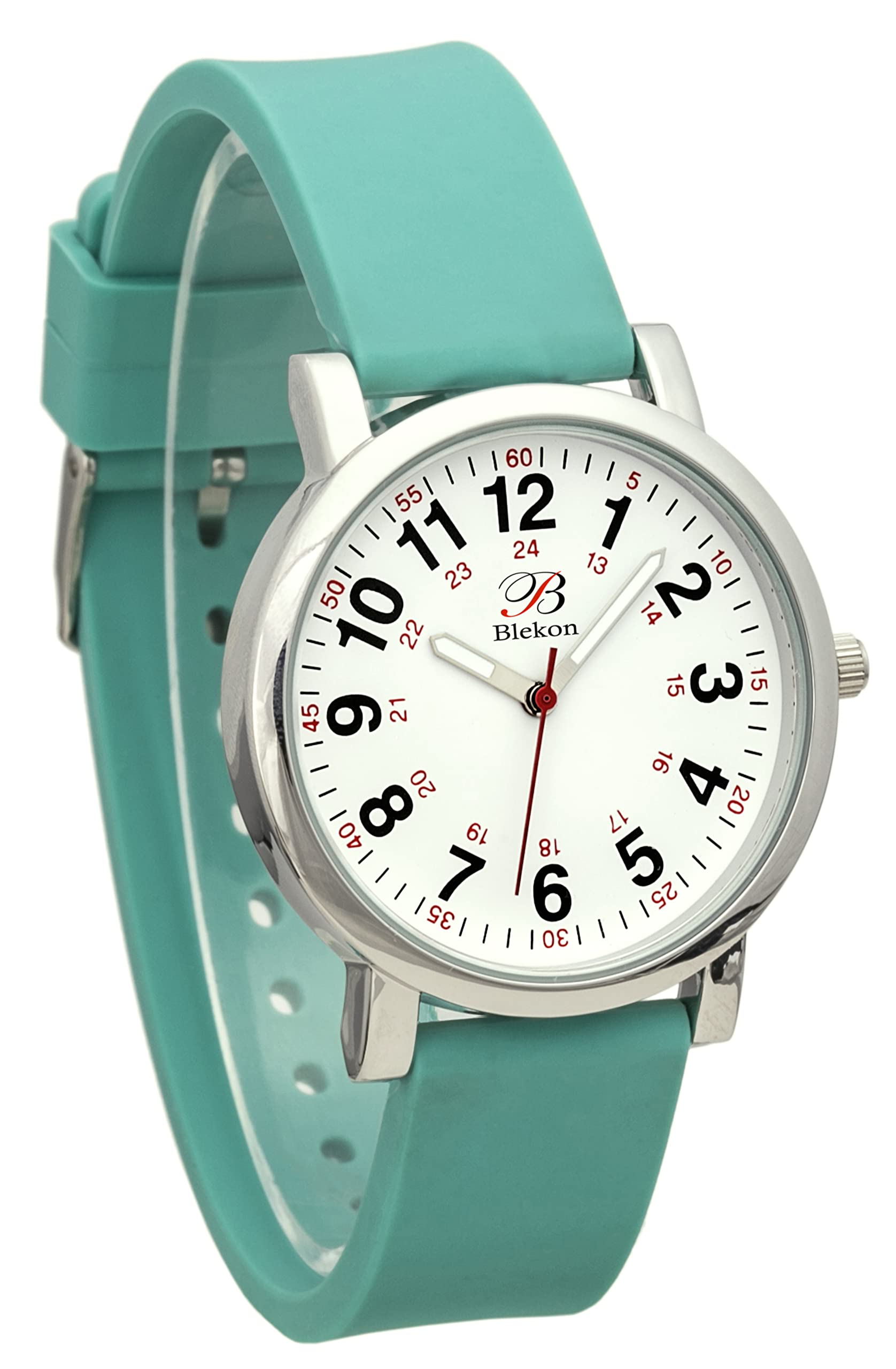 Blekon Original Nurse Watch - Medical Scrub Colors, Easy Read Dial, Second Hand, Water Resistant Watch (Aqua)