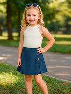 A.T.U.N. (ALL THINGS UBER NICE) Girls Stylish Two Piece Outfit Set with Sleeveless Tank Top and Skort | Casual Summer Clothing