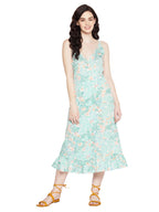 Clovia Women'S Crepe Tropical Print Ruffled Resortwear Long Maxi (Rw0056P18_White_Xxl)