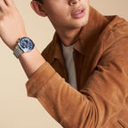 Fossil Men's Sport Tourer Quartz Stainless Steel Chronograph Watch, Color: Silver/Blue (Model: FS6047)