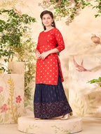 Aarika Girls Red Colour Embroidery Rayon Kurti (9-16 Years)