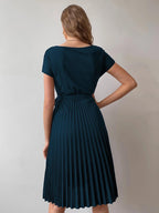 Tagas Women'S Polyester Fit And Flare Knee-Length Dress (Op-3008_Teal)