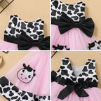Newborn Toddler Baby Girl Green Christmas Outfits 2PCS Halloween Cow Princess Birthday Tea Party Tutu Dress Bow Cake Smash Layer