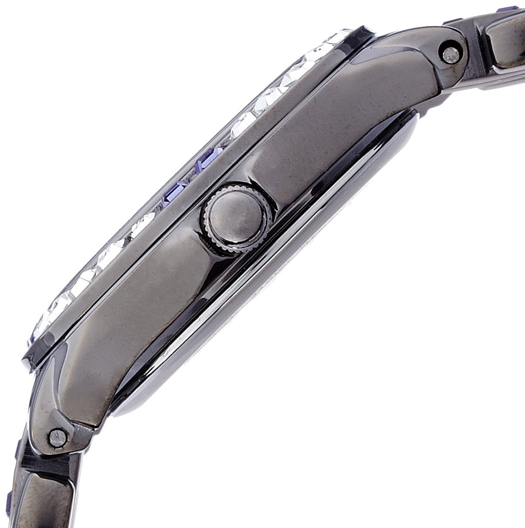 Armitron Women's 75/3689VMDG Purple Genuine Crystal-Accented Gunmetal Bracelet Watch
