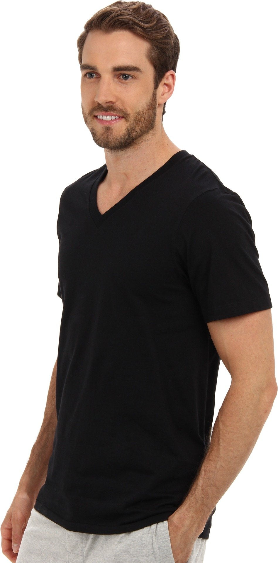 Jockey Men's Undershirt Classic V-Neck - 3 Pack, Black, M