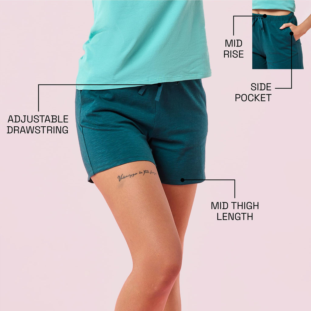 Enamor Womens Boxer Shorts (E062_Deep Teal