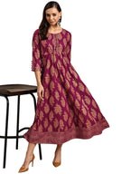Gerua Women'S Rayon Fit And Flare Maxi Dress (G2523_Purple_Xs)