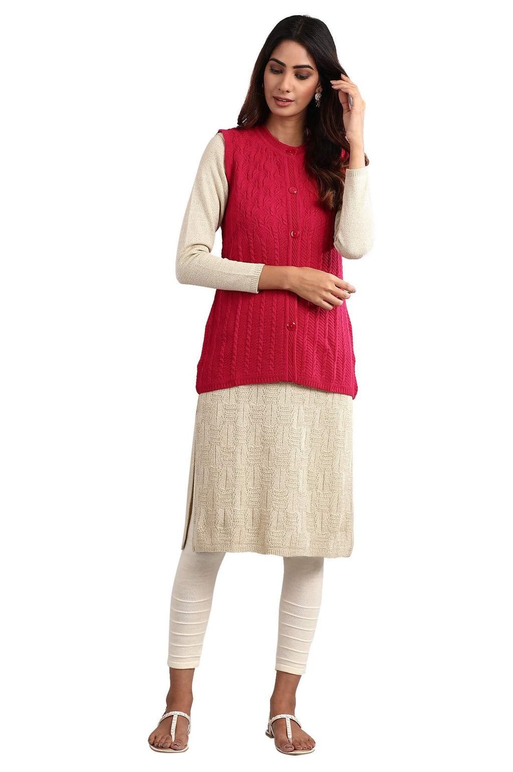 Aurelia Womens Acrylic Round Neck Sweater (20NOA40063-701792_Red_M)