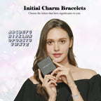 TONY & SANDY Initial Bracelet Engraved Initial Charm Bracelets for Girls Stainless Steel Silver Bracelet Handmade Link Chain Bir