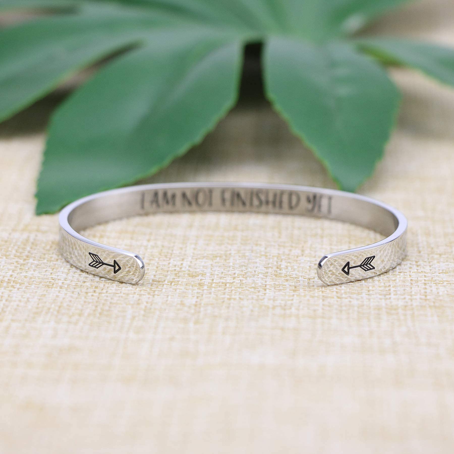 JoycuFF Inspirational Gifts for Women Stainles Steel Mantra Cuff Bracelet with Sayings Inside Birthday Christmas Gifts for Women