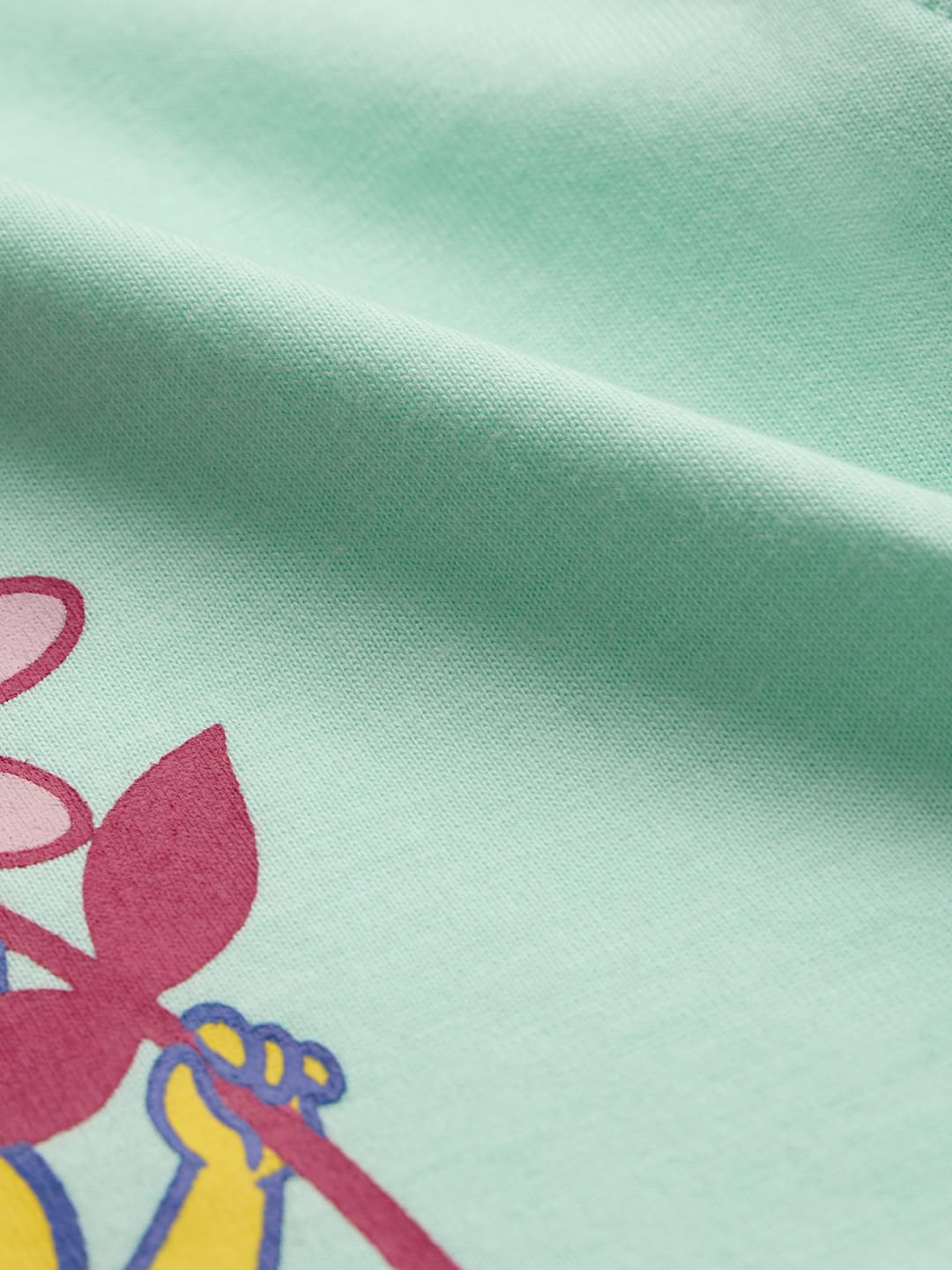 The Souled Store Looney Tunes: Flower Power Girls Round Neck Green Graphic Printed Cotton Flutter Sleeve Tops (2-8 Yrs)