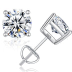 925 Sterling Silver Earrings for Women: Round Cubic Zirconia Screw Back Stud Earrings for Sensitive Ears Hypoallergenic Small Ea