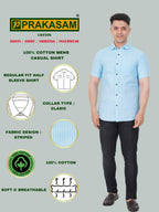 Mens Striped Regular fit Cotton Casual Shirt Blue