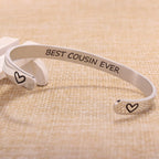 Btysun Cousin Gifts for Women Bracelets for Teen Stainless Steel Cousin Ever Quotes Engraved Christmas Jewelry