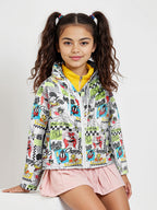 The Souled Store Looney Tunes: Old School Young Girls Long Sleeve Hooded Neck Polyester Puffer Jackets White