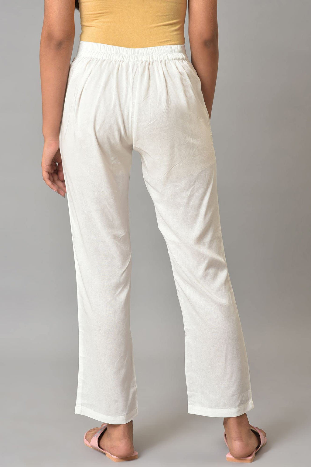 Aurelia White Solid Parallel Ethnic Bottomwear