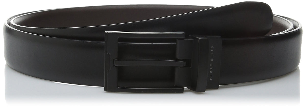 Perry Ellis MenS BigTall Portfolio Matte Buckle Belt, Black/Brown Reversible, 50 50