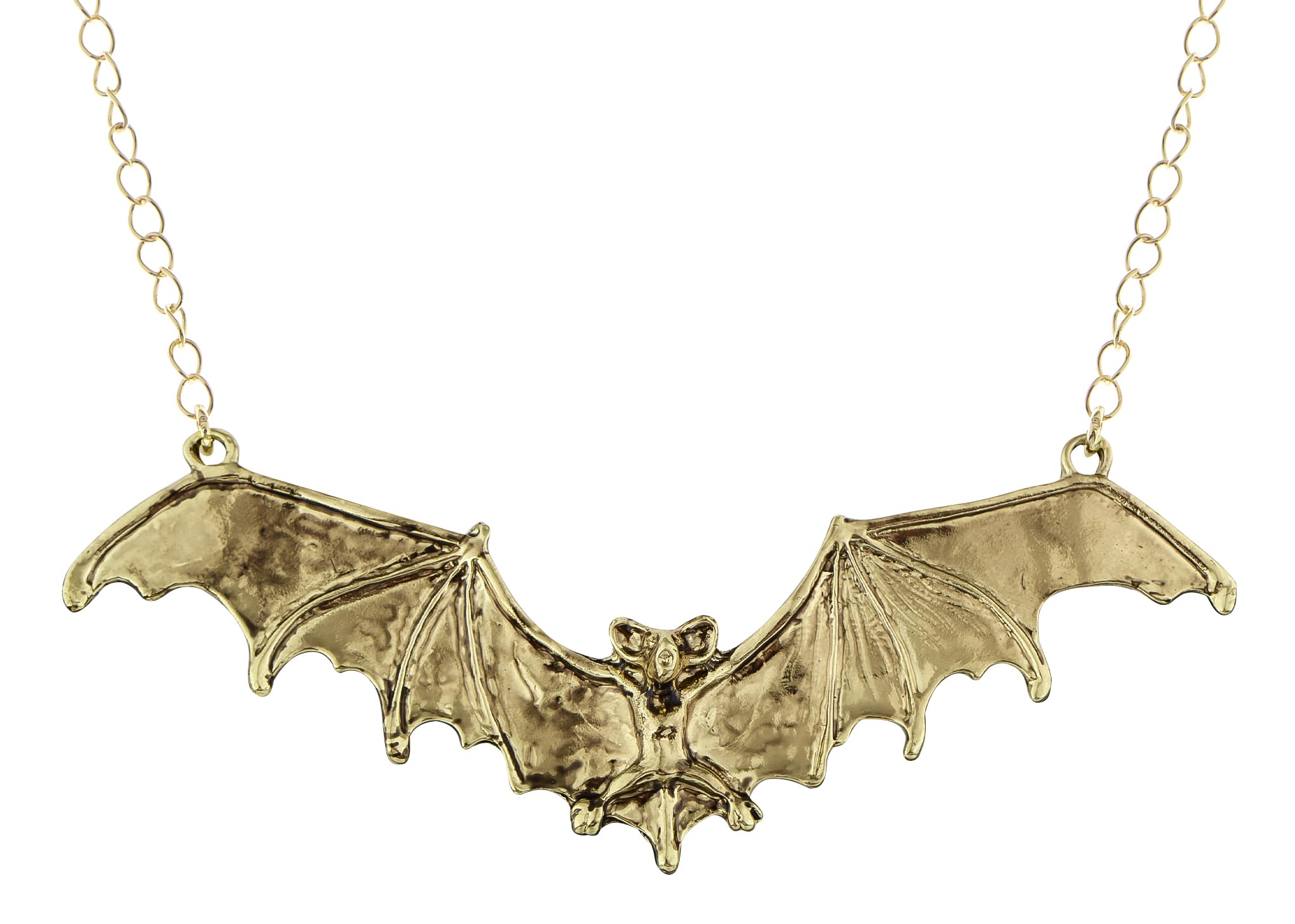 Alilang Frightening Halloween creepy wings Flying Bat Pendant Neck Chain Necklace, Gold