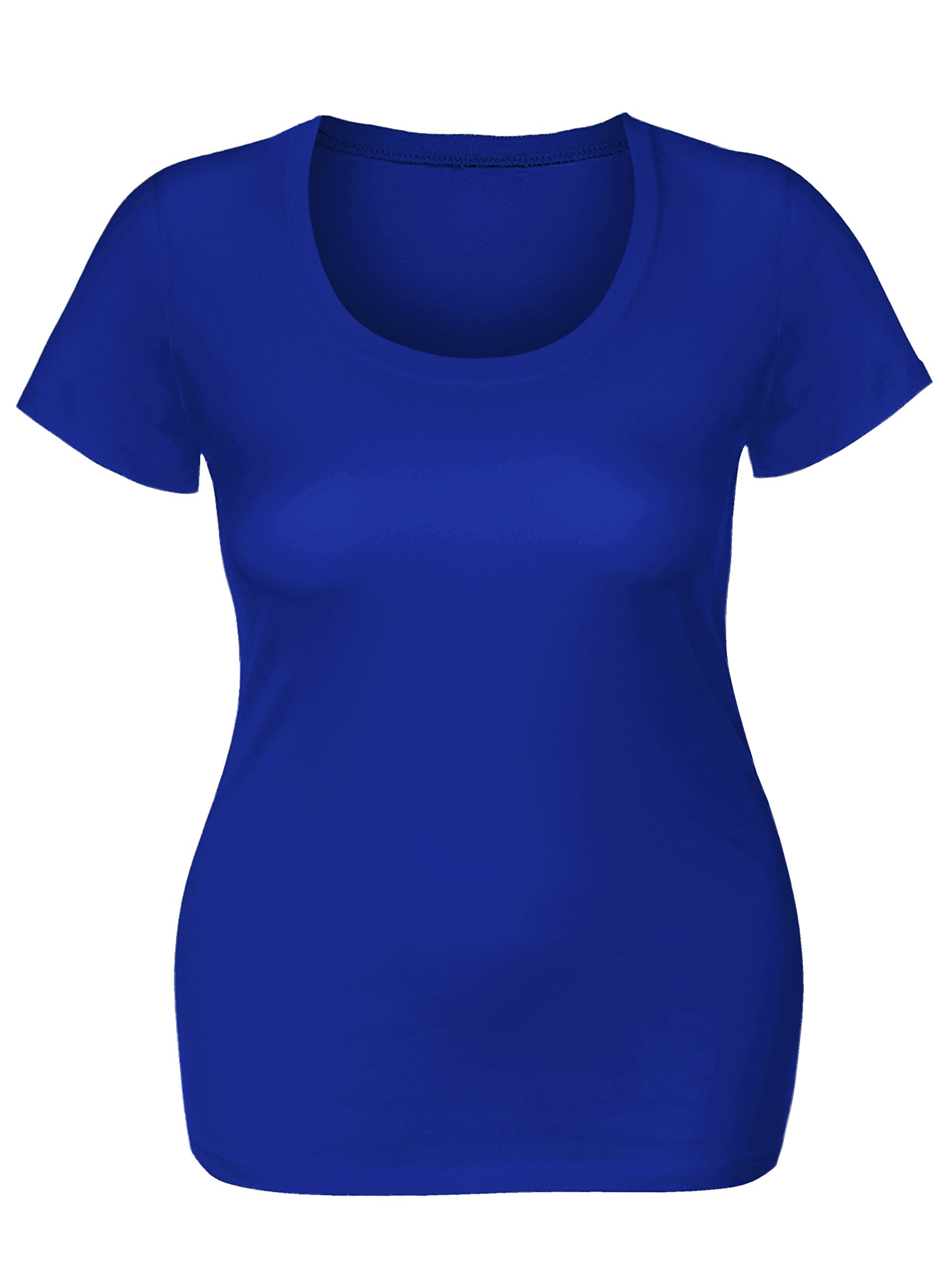 Emmalise Women's Short Sleeve Tshirt Scoop Neck Tee Shirt (2XL, Royal)