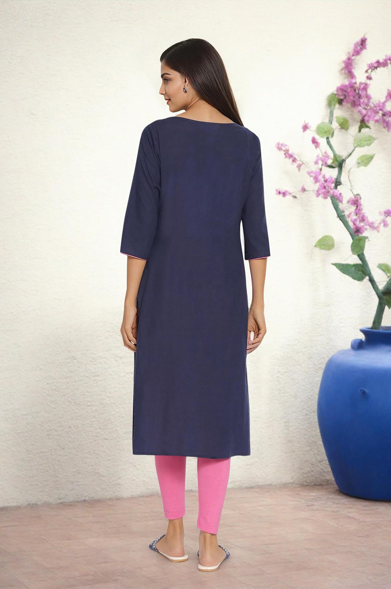 Aurelia Blue Geometric Printed Printed Cotton Regular Kurta For Women
