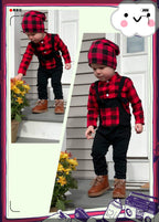 Unutiylo Baby Boys Girls Buffalo Plaid Overalls for Fall Winter, Toddler Christmas Clothes Babys Suspender Pants and Bodysuit Ro